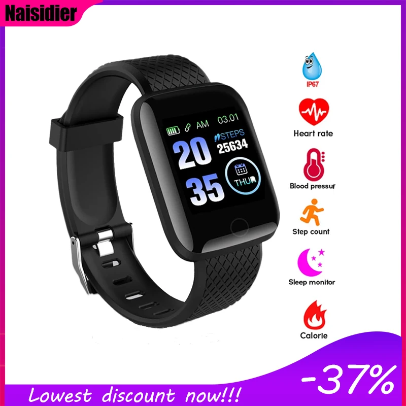Reloj inteligente con Bluetooth para hombre y mujer, pulsera deportiva resistente al agua, rastreador de Fitness, presión arterial, Cuadrado, para Android e IOS