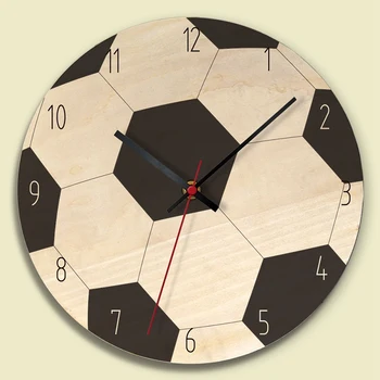 

Nordic Child Home Decorative Wall Clock Sport Style Wooden Wall Clock Living Room Bedroom Kids Room Clock Soccer