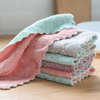 

2pcs Is Cheaper Super Absorbent Microfiber Kitchen Towel Dish Cloth Non-stick Oil Household Cleaning Wiping Towel Kitchen Tools