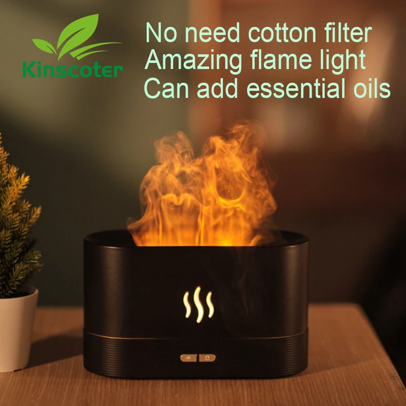 Kinscoter Aroma Diffuser Air Humidifier Ultrasonic Cool Mist Maker Fogger Led Essential Oil Flame Lamp Difusor