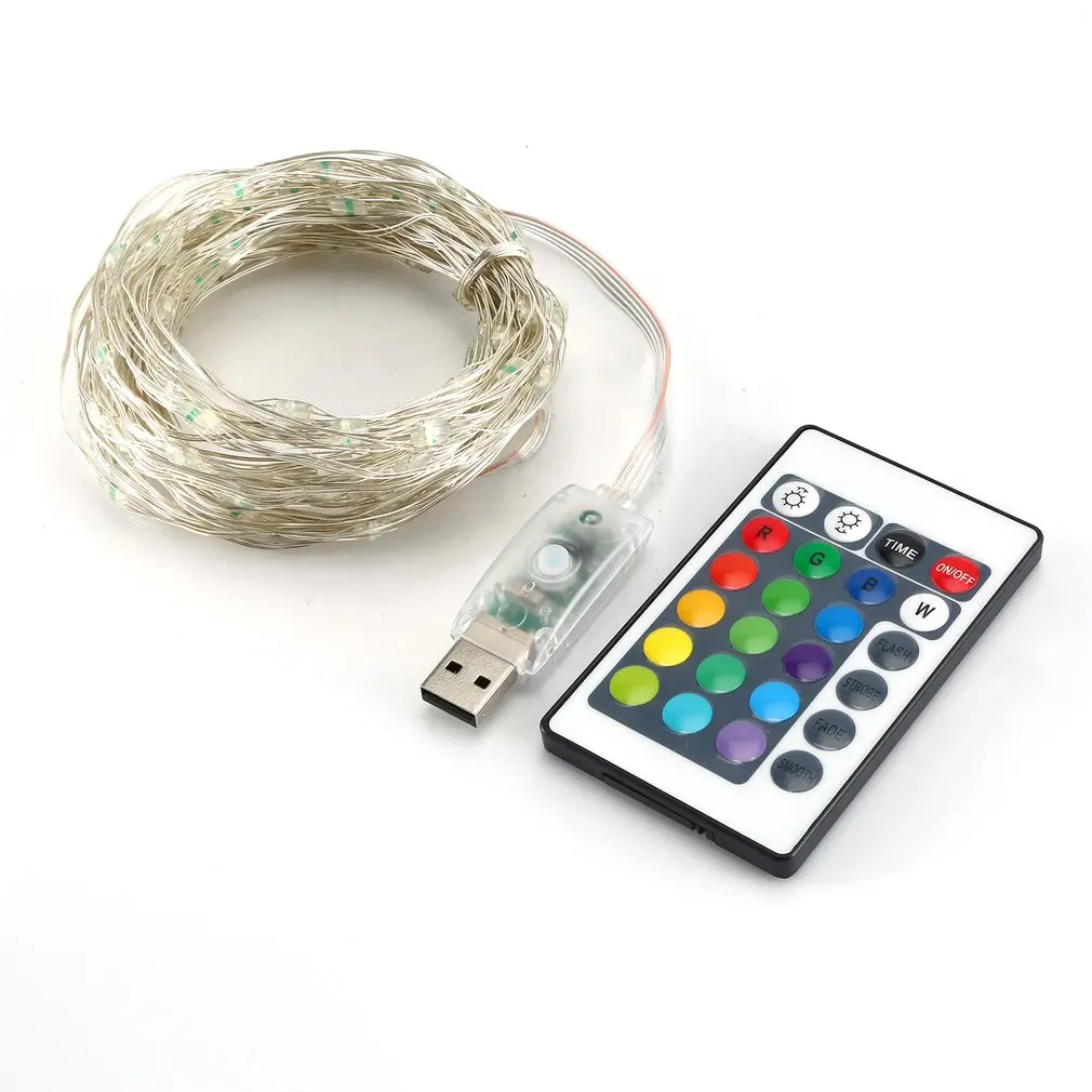 

Led Light String Four Lines Remote Control 10M 100Led Copper Wire Lamp Rgb Decoration For Christmas Wedding Holiday Four Lines