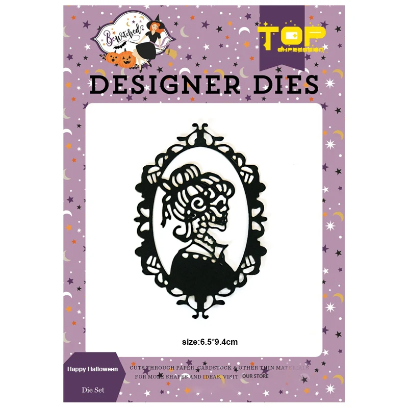 Skeleton Woman Dies Happy Halloween Metal Cutting Scrapbooking frame Craft Die Cut Carbon Steel Create Stamps and | Дом и сад