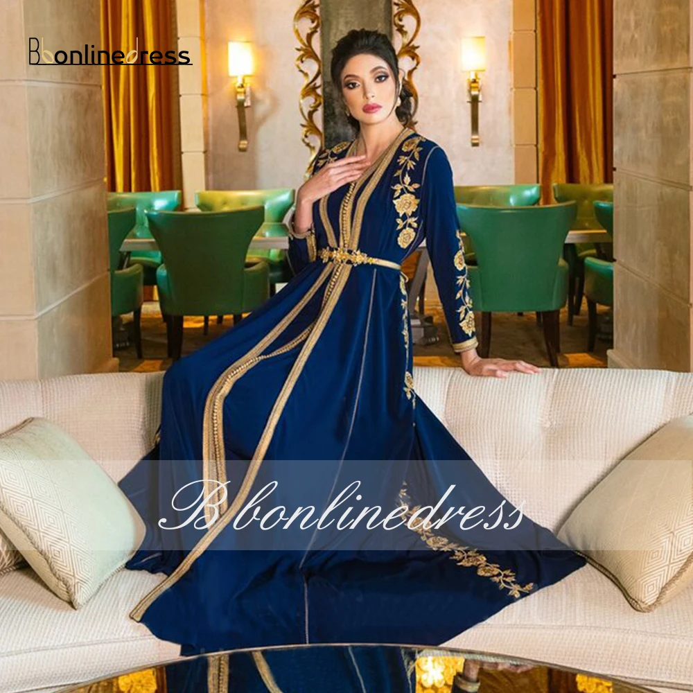 

Bbonlinedress Moroccan Caftan Evening Dresses Embroidery Appliques Muslim Evening Dresses Jacket Kafutan Arabic Party Dress