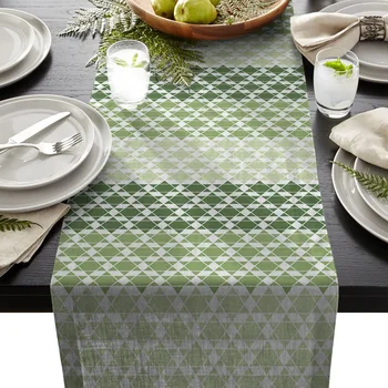 

Geometric Hexagonal Gradient Green Table Runners Table Flag Tablecloths Party Decoration Table Runner Wedding Home Table Decor