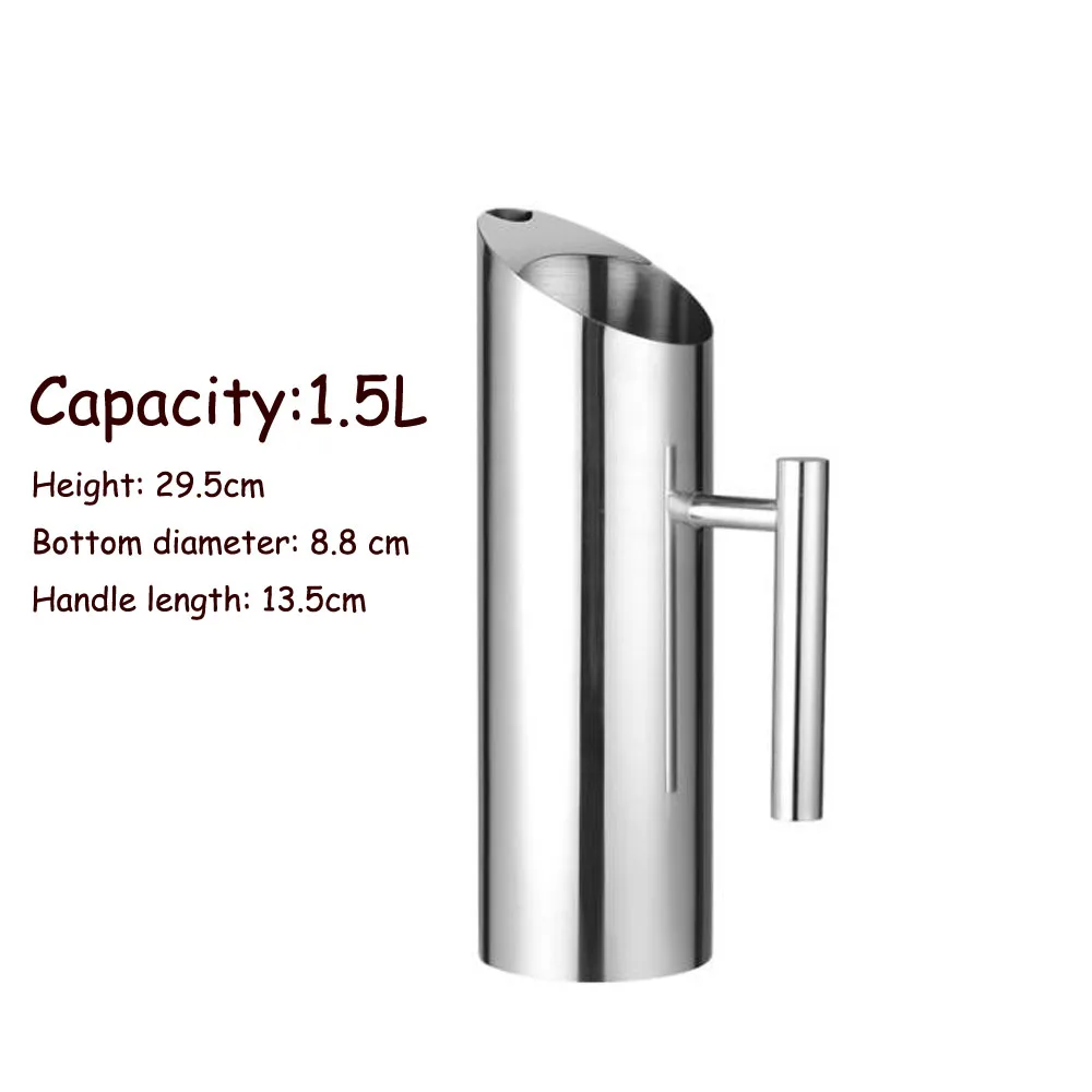 Stainless Steel Pitcher Pot 1/1.5/2L for Bar Hotel KTV Restaurant Fantastic Kitchen Cold Water Wine Juice Water Jug glass pitcher,cold water jug