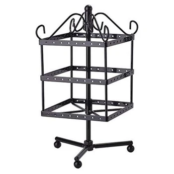 

Iron Bracelet Gift 3 Tiers 96 Holes Jewelry Stand Square Hanger Showcase Storage Holder Earring Display Organizer Rotating Swing