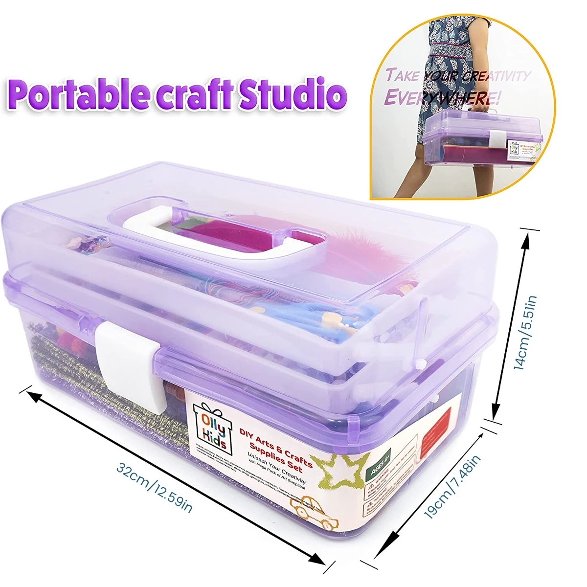 Arts and Crafts Supplies Set, Over 1000 pcs; Craft Box for Kids