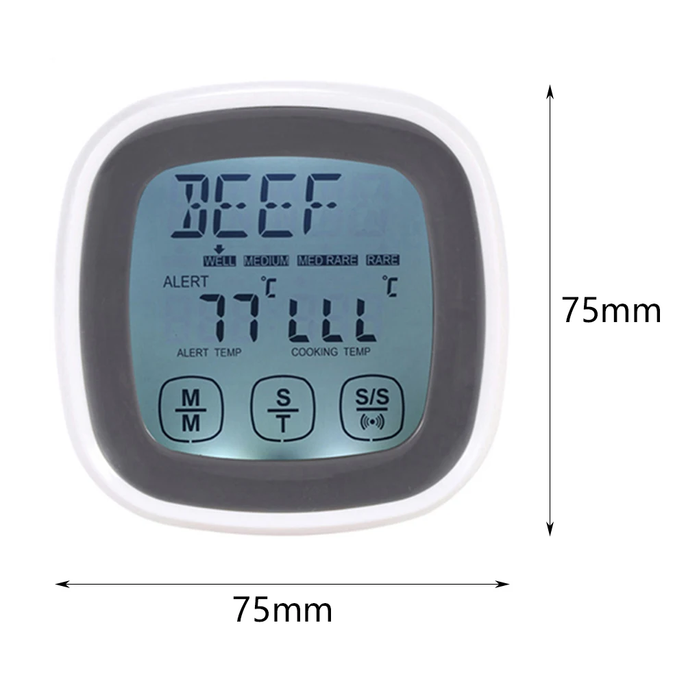 Digital Probe Thermometer Food Meat Touch Screen Household BBQ Cooking Oven