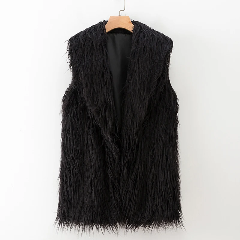 

Fandy Lokar Solid Faux Fur Vests Women Fashion Casual Slim Coats Women Elegant Open Stitch Vests Female Ladies IY