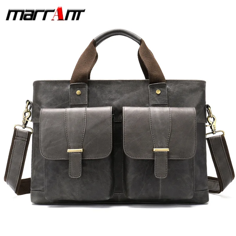 

Male Bag Genuine Leather Business Portable 14 Inch Computer Briefcase Cross Section Single Shoulder Oblique Satchel 8520