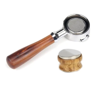 

Espresso Coffee Machine Bottomless Filter Holder Portafilter E61 for Expobar 58MM Solid Wooden Tamper Accessory