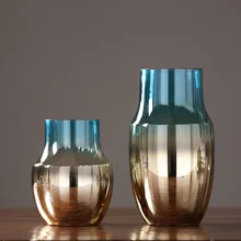 Простой современный покрытие красочные Стекло ваза для украшения интерьера гостиной, ТВ кабинет фигурки поделки отель офисного стола украшения