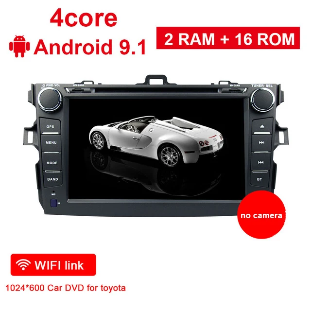 Android Radio NoCam Android 9,1 автомобильный DVD плеер gps навигации WI-FI для Защитные чехлы для сидений, сшитые специально для Toyota Corolla 2007 2008 2009 2010 2011 9 ''2 din автомобильный стерео радио видео играть - Цвет: Android Radio NoCam