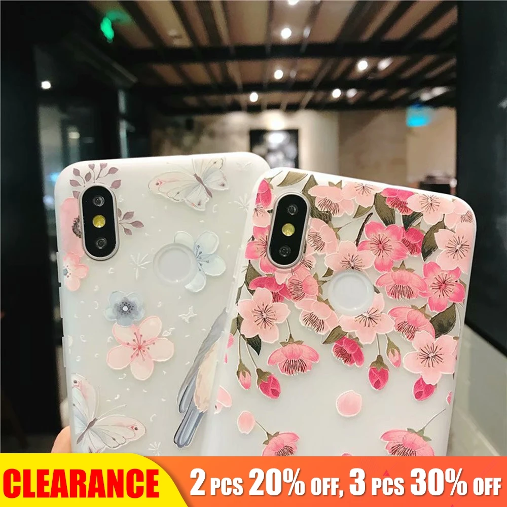 

[Clearance] For Xiaomi A2 MIX2S Soft TPU Embossed Cute Fruit Pattern Phone Case For Redmi Note 5A Matte Rose Flower Pattern Case