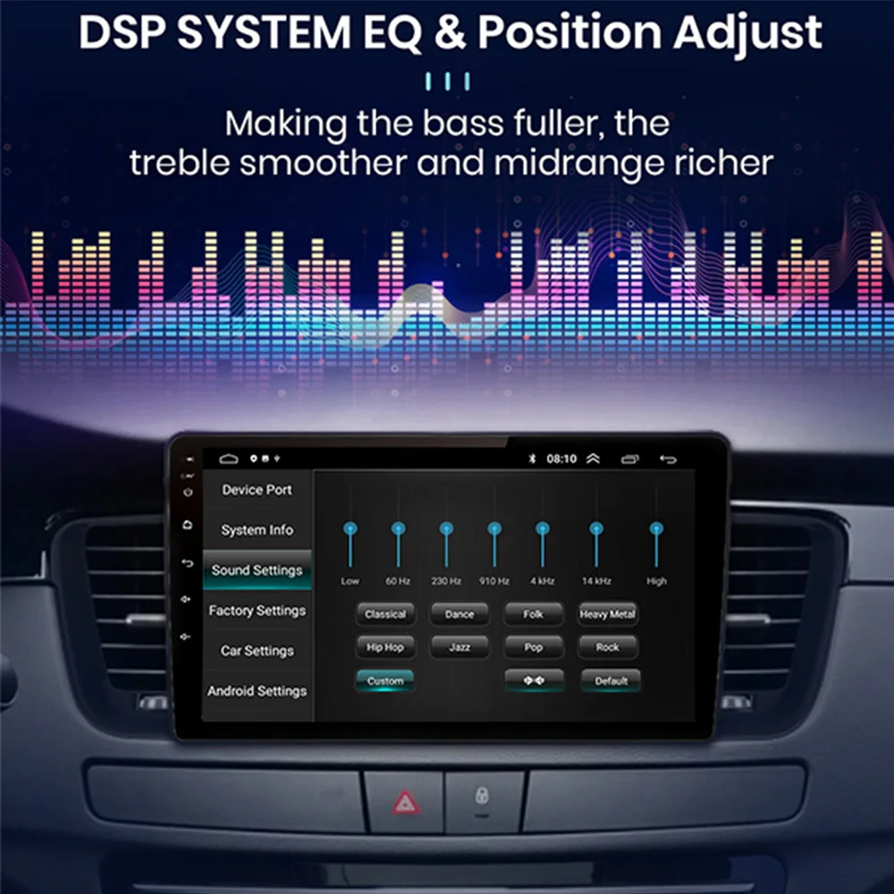   Ƽ̵  ÷̾, Ǫ 508 2011 2012 2013-2018 ī÷, ׷ DSP + 32EQ RDS DVD, 2 din, ȵ̵ 10
