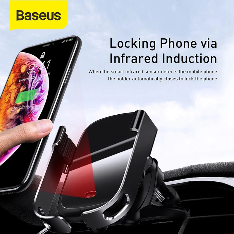 Baseus 15w Car Wireless Quick Charger Holder Vehicle Automotic