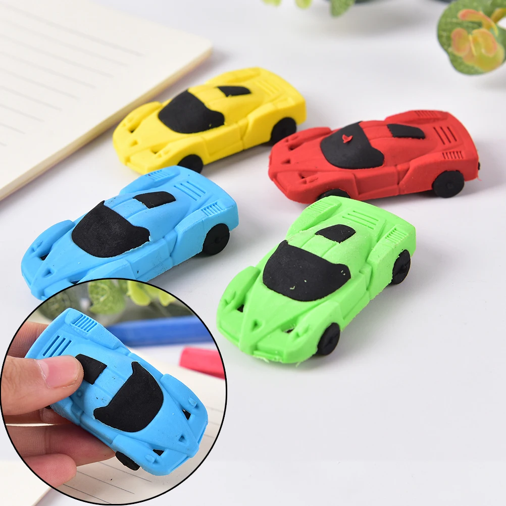 1pcs Cute Car styling Designer Students Pen Shape Eraser Rubber Stationery Kid Creative Gifts Toy School Supplies