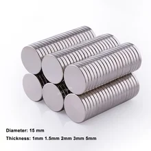 10pcs Dia 15mm Round Neodymium Magnets Magnet Disc Thickness 1/1.5/2/3/5mm Earth Magnet Strong Craft Magnets N35