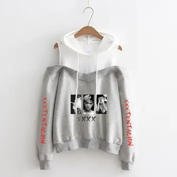 

TJ 2019 XXXTentacion Off-Shoulder Exclusive hoodies Sweatshirt Women cotton Long Sleeve Hoodies Sweatshirts Hooded Casual Cloth