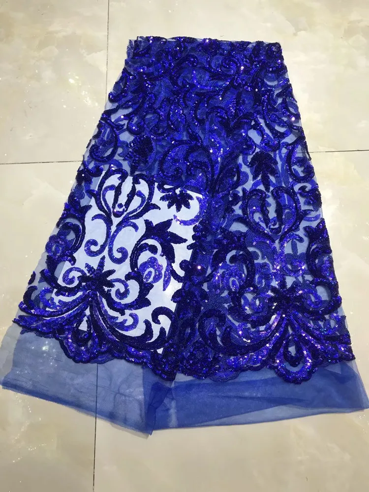 

African Lace Fabric Dress, High Density Color Sequins, European Pattern Embroidery, French Mesh, Beautiful Design