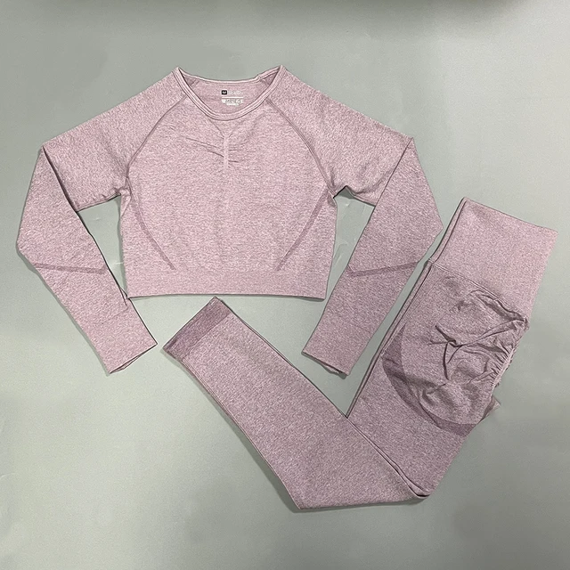 Seamless Women Yoga Set High Waist Yoga Pants Gym Clothing Women Sportswear Sport Shorts Sports T-shirt Workout Gym Set 2Pcs Set Lavender