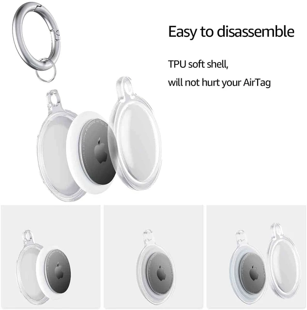 Étui de support AirTag compatible avec Apple Air Tags 2021, lot de 4 et  porte-clés Air Tag étanche, collier pour animal AirTags 