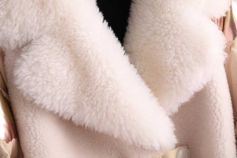 Зимняя Новинка, большие размеры, Овечья стрижка, женская теплая куртка, шерстяное пальто, Модная тонкая Лоскутная Высококачественная пуховая куртка для женщин