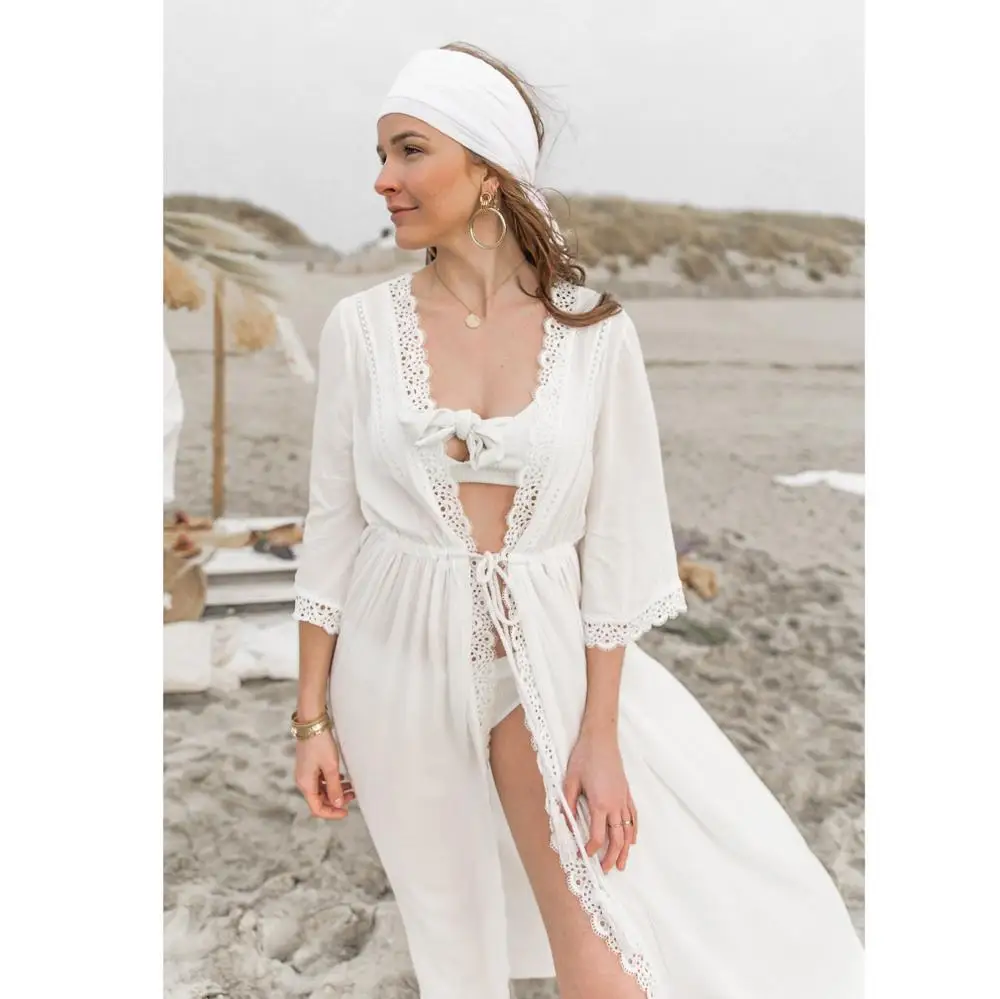 2022 New Cover-ups Summer Women Beach Wear White Cotton Tunic Dress Bikini Bath Sarong Wrap Skirt Swimsuit Cover Up shein bathing suit cover ups