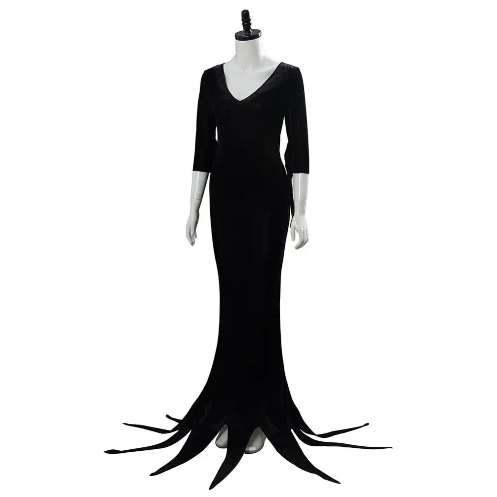 Halloween Cosplay Costume for Women: Morticia Addams Black Dress image 4