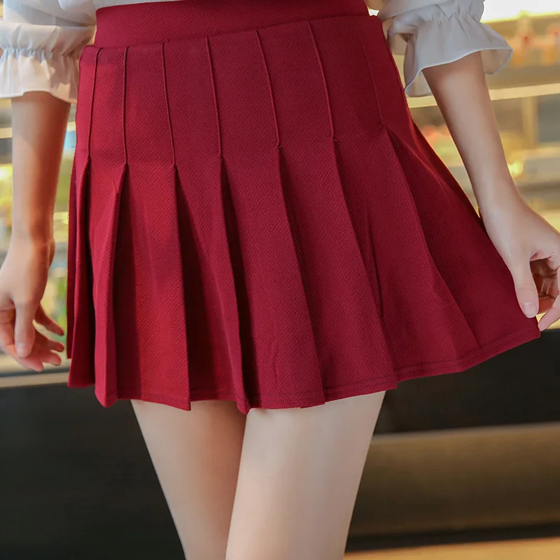 Летняя женская юбка в консервативном стиле, высокая талия, а-силуэт, Матросская однотонная плиссированная юбка, женская повседневная сексуальная короткая мини-юбка
