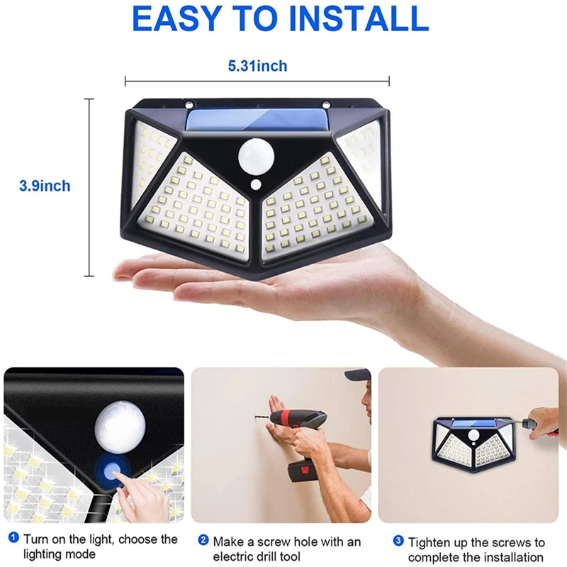 Solar Lights Outdoor Wall Lamp 100led Modes 270° Lighting Motion Sensor Solar  Lamps Aliexpress