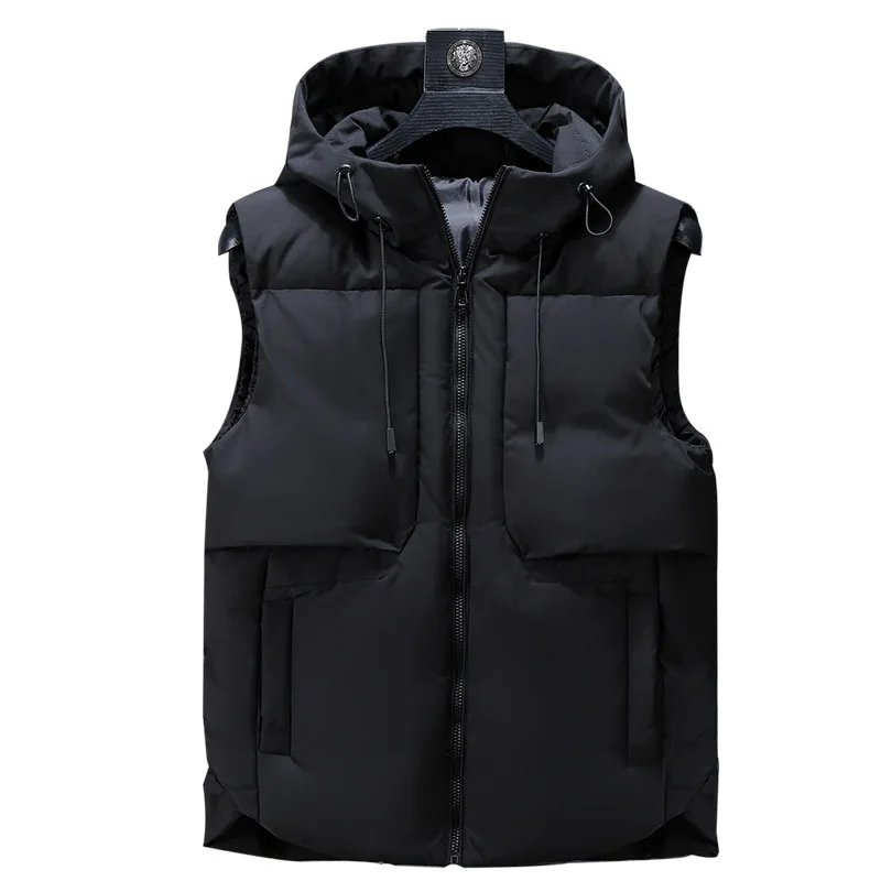 Зимние мужские жилеты больших размеров 7XL 8XL 9xl 10xl Повседневная зимняя куртка без рукавов Мужская Толстая теплая парка с капюшоном куртка жилет для мужчин