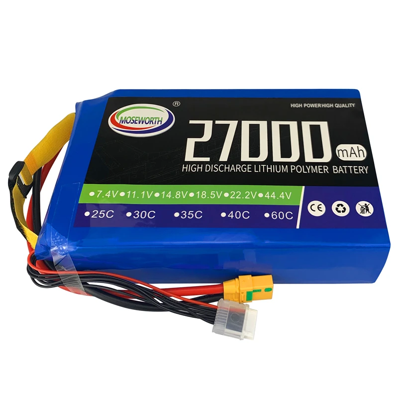 6S RC LiPo батарея 22 2 V 27000mAh 25C для самолета квадрокоптера вертолета дрона