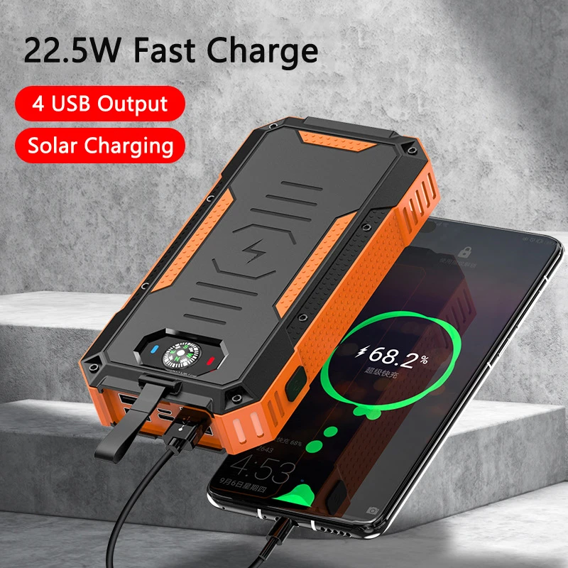 50000mAh Solar Power Bank 15W Qi Wireless Charger 22.5W Fast Charging Powerbank for iPhone 13 12 11 Samsung S21 Xiaomi Poverbank anker powercore 20000