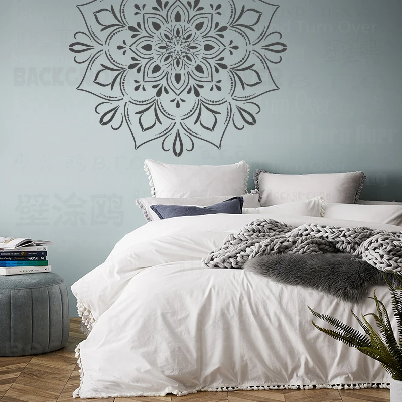 70cm 110cm Stencil Stencils For Decor Tile Paint Big Mandala Walls Large Patterns Furniture Mandala Indian Arabic Ethnic S018 afbeelding