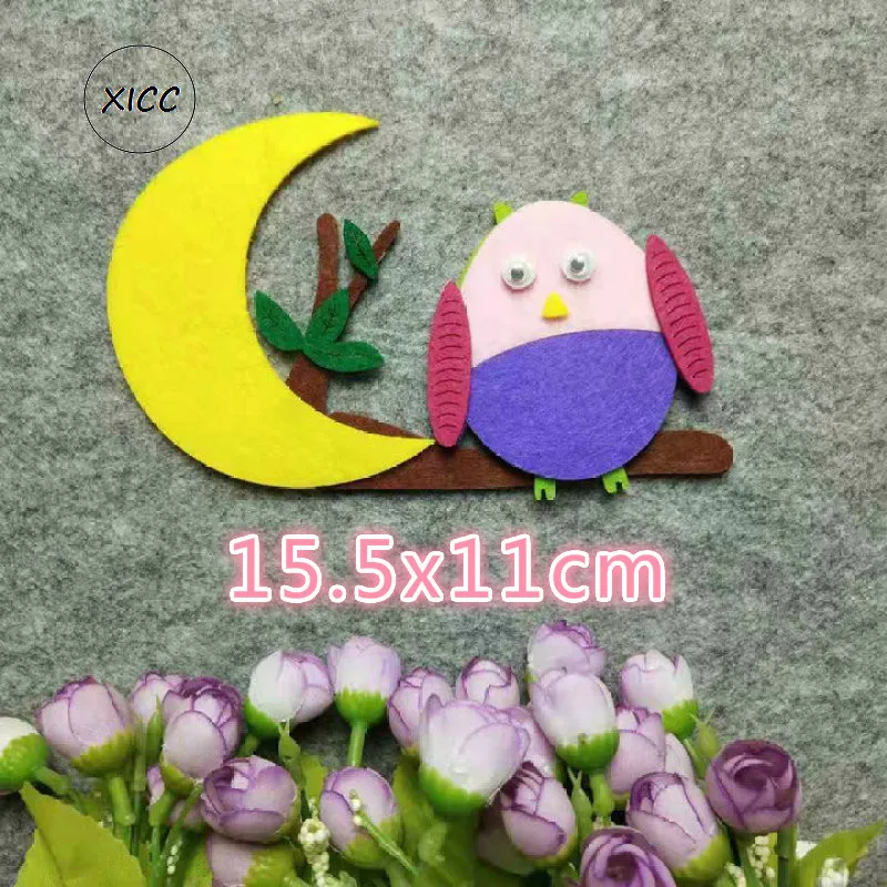 Owl House Non Woven Felt DIY Kindergarten Wall Paste Decoration Beautiful Moon Leaves Cute Classroom Decoration Stickers Patch