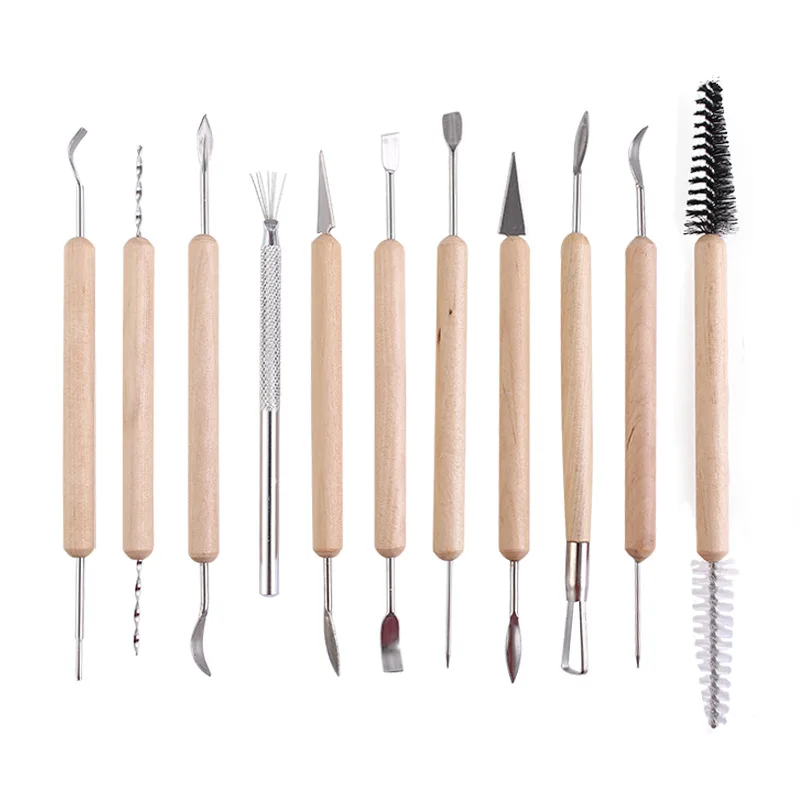 61PCS Ceramic Clay Tools Set Polymer Clay Tools Pottery Tools Set Wooden  Pottery Sculpting Clay Cleaning