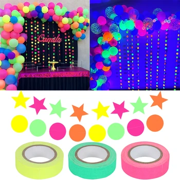 

1pc luminous tape hanging round dot/star garlands Glow in the dark Neon Tape for Children Party Supplies Halloween Glow Party