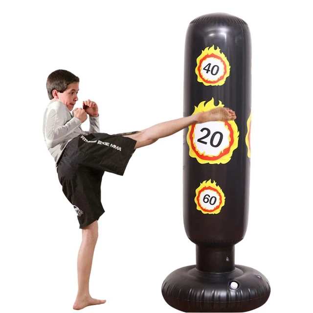 Sac de boxe sur pied autoportant pour enfants de 4 à 10 ans 