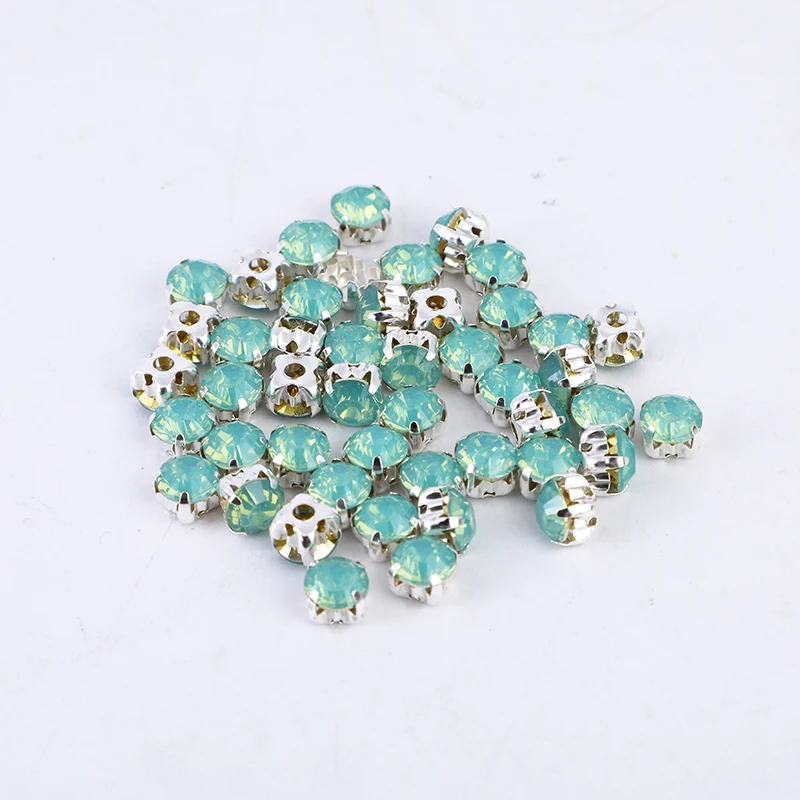6mm 100pcs Mix Colors Opal Rhinestones With Sliver Claw Resin Sew On Rhinestones For Garments Accessories