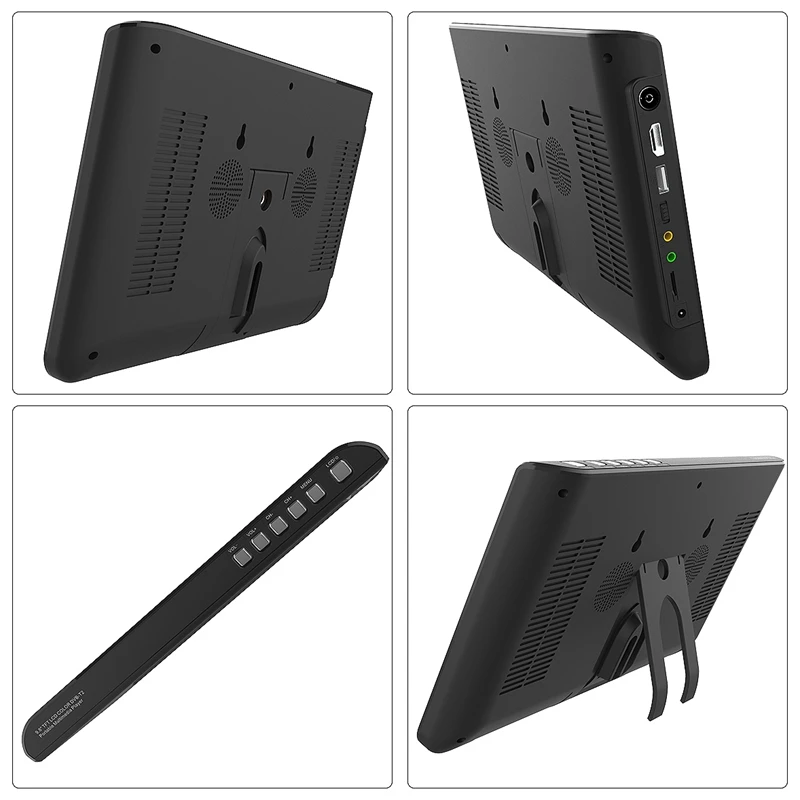 Портативный 10,1 дюймовый TFT светодиодный Dvbt2 цифровой аналоговый ТВ 1080P HDMI-IN H.265 автомобильный телевизор Поддержка USB TF кард-ридер с европейской вилкой