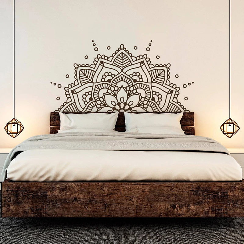 Decoración Para cabecero de dormitorio, pegatinas de pared de flor de  Mandala, calcomanía de pared de vinilo de estilo Namaste de Yoga en medio  murales AZ961 - AliExpress Hogar y jardín