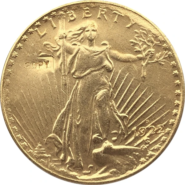 США 1922-S$20 St. Копия монеты с изображением гауденция