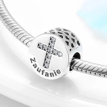 

Bible Seven Virtues 925 Silver Dazzling Clear CZ cross Beads confidence bead Fit Original European Charm Bracelet Jewelry
