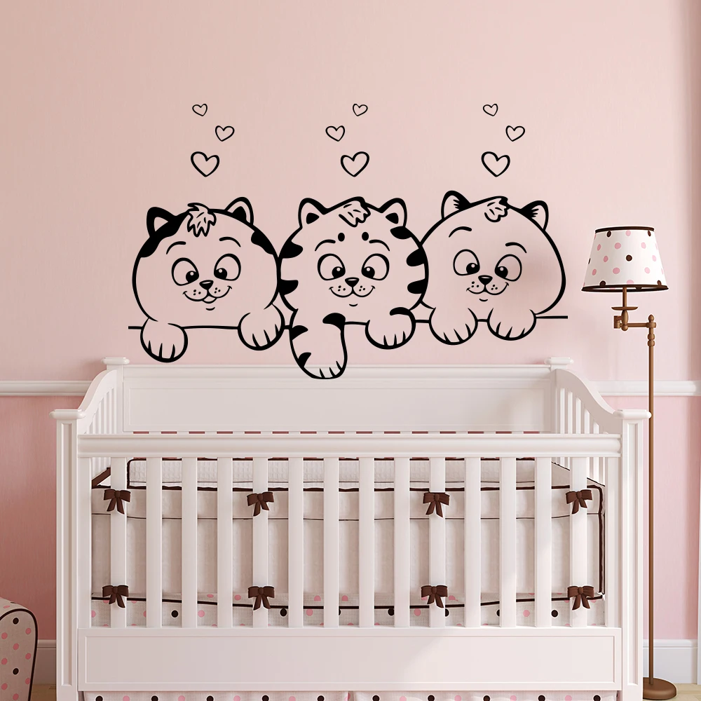 

Baby Nursery Kids Room Cartoom Cats Pet Wall Decals Vinyl Art Wall Sticker Large Cat Heart Animal Boys Girls Room Decor W761
