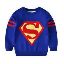 Детский свитер на осень и зиму Детский свитер для мальчика с суперменом трикотажные свитера для маленьких мальчиков