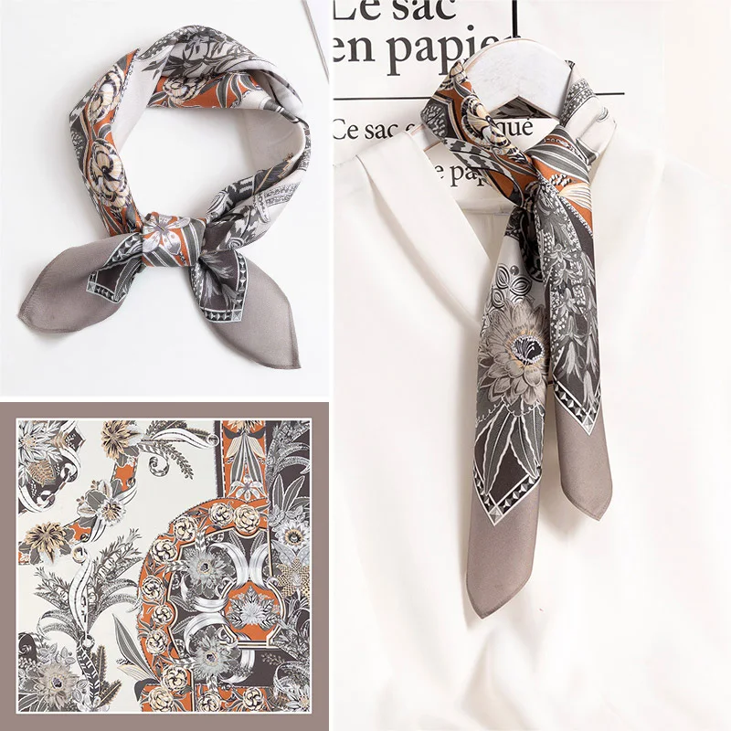 Real Silk Square Scarf Women Print Foulard Femme 2021 New