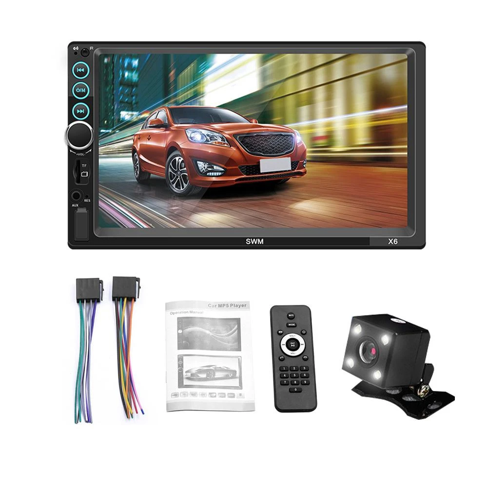 7" 2DIN HD Car MP5 Display BT/USB/TF/FM/Aux-In/Mirror Link Rear View Camera