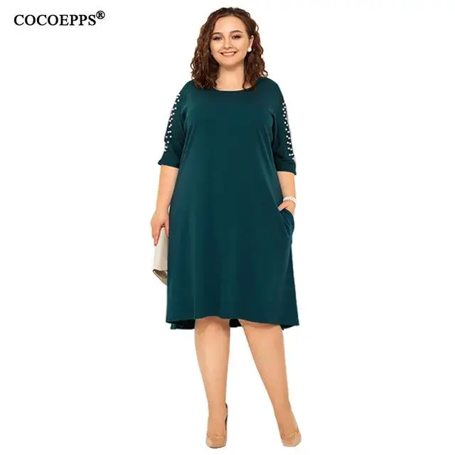 COCOEPPS, женское свободное платье большого размера плюс, летнее повседневное платье, сексуальные открытые элегантные вечерние платья большого размера - Цвет: as picture