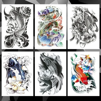 

Japanese traditional carp Waterproof Temporary Tattoo Sticker Prajna Devil Flash Tattoos Body Art Arm Fake Tatoo